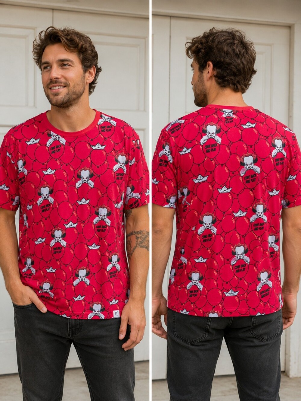 Loungefly IT Pennywise T Shirt Mens L Red Balloons Come Back And Play Horror